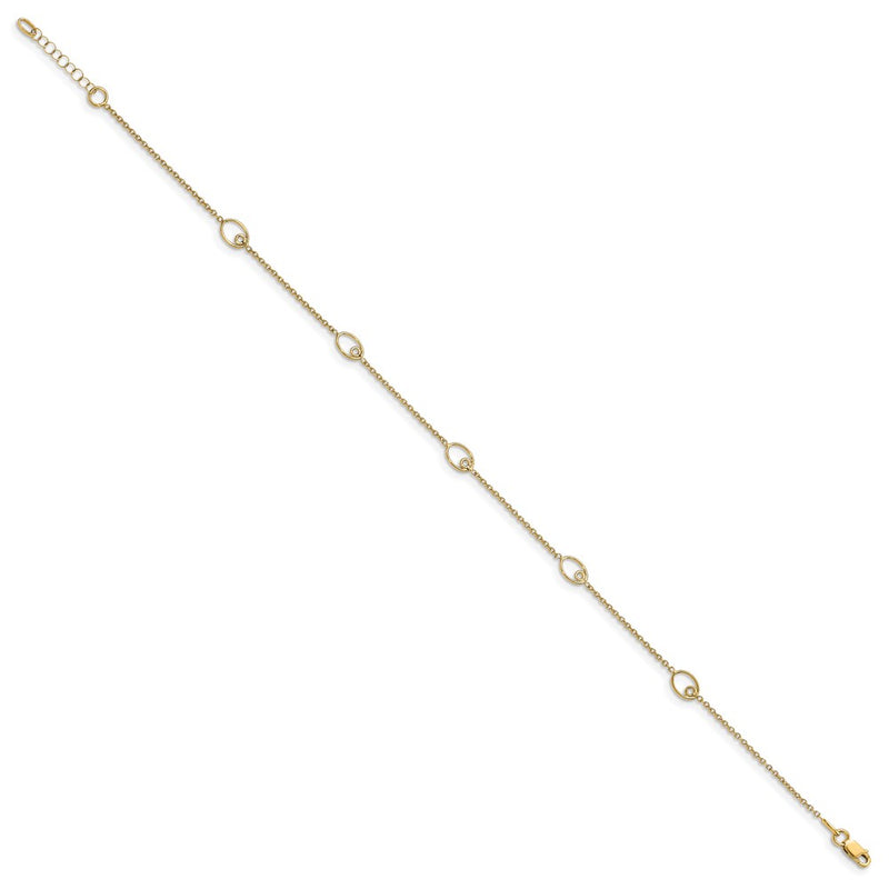 14K Yellow Gold Polished W/1In Ext. Anklet