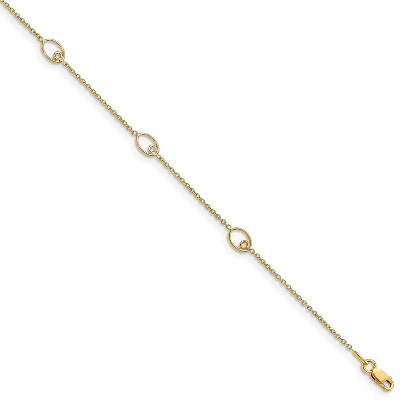 14K Yellow Gold Polished W/1In Ext. Anklet