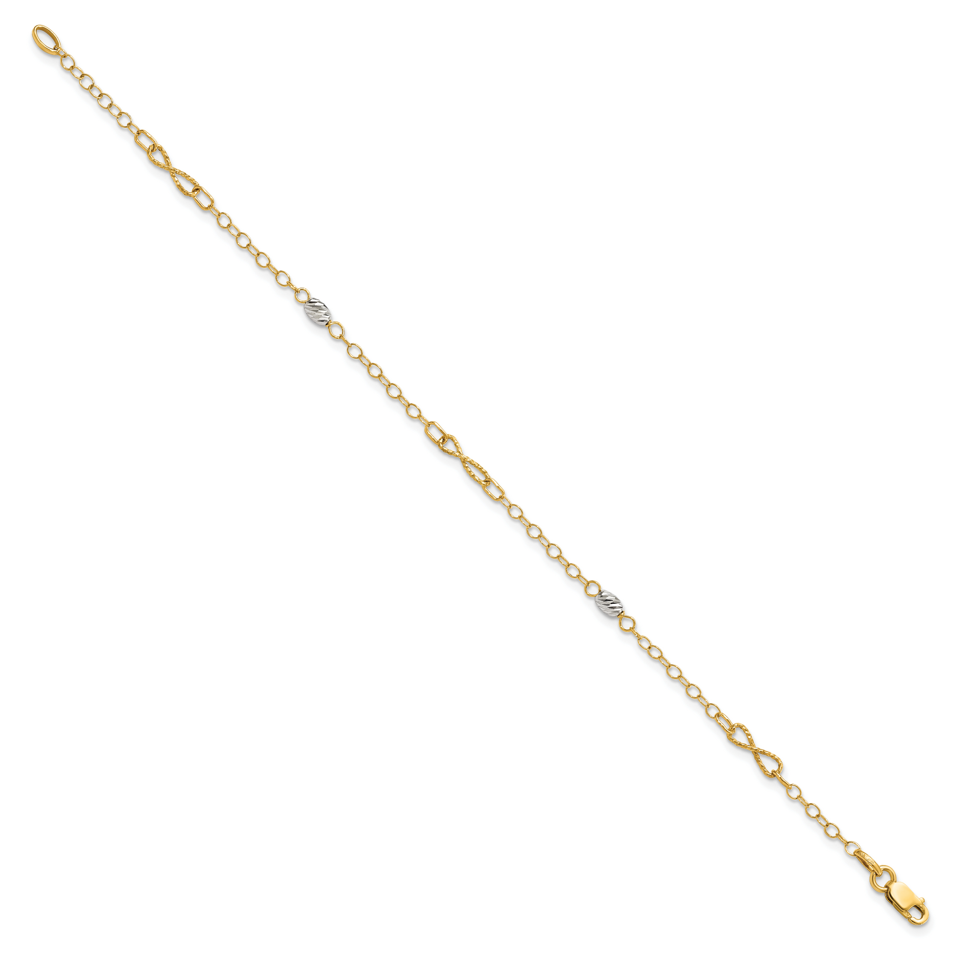 7.5 Inch 14K Two-Tone Polished And D/C Bracelet