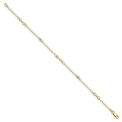 7.5 Inch 14K Two-Tone Polished And D/C Bracelet