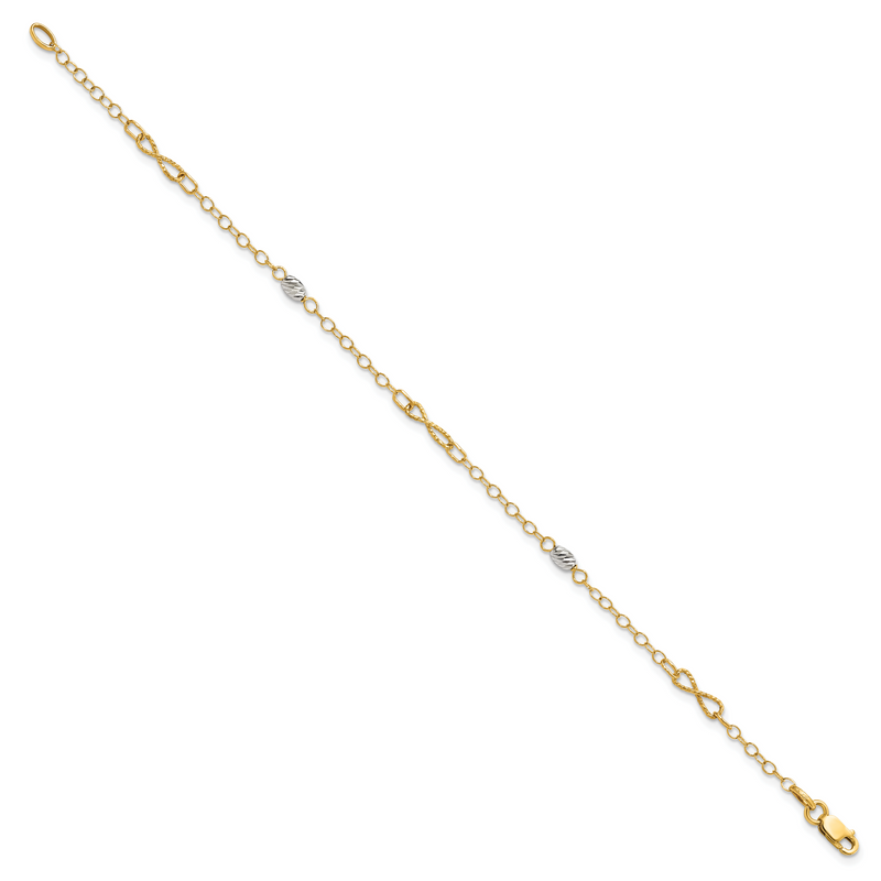 7.5 Inch 14K Two-Tone Polished And D/C Bracelet