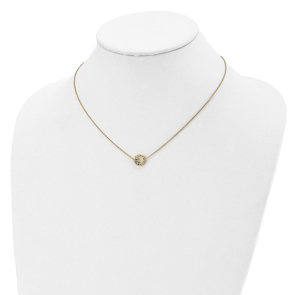 14K Yellow Gold Polished D/C Round Necklace