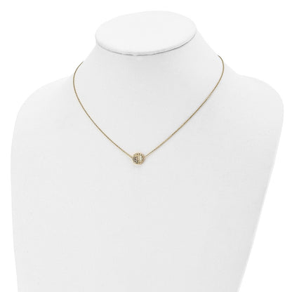 14K Yellow Gold Polished D/C Round Necklace