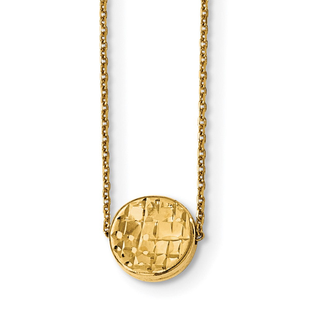 14K Yellow Gold Polished D/C Round Necklace