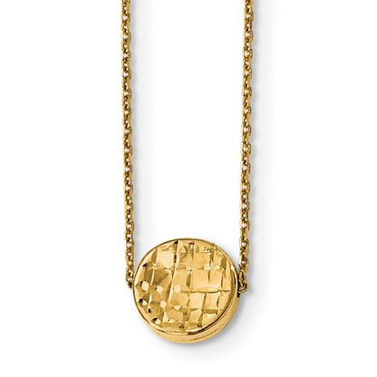 14K Yellow Gold Polished D/C Round Necklace