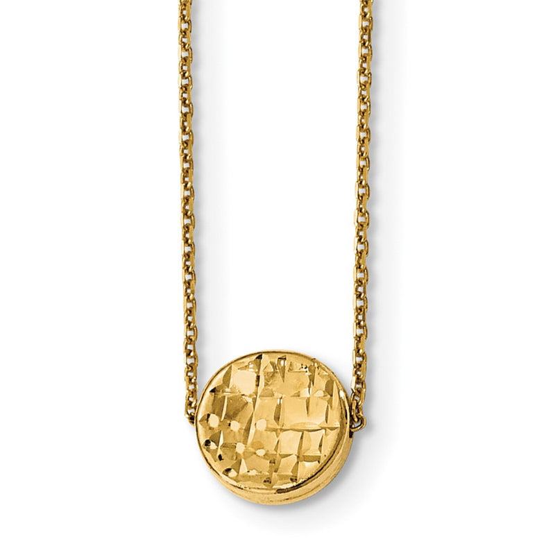 14K Yellow Gold Polished D/C Round Necklace