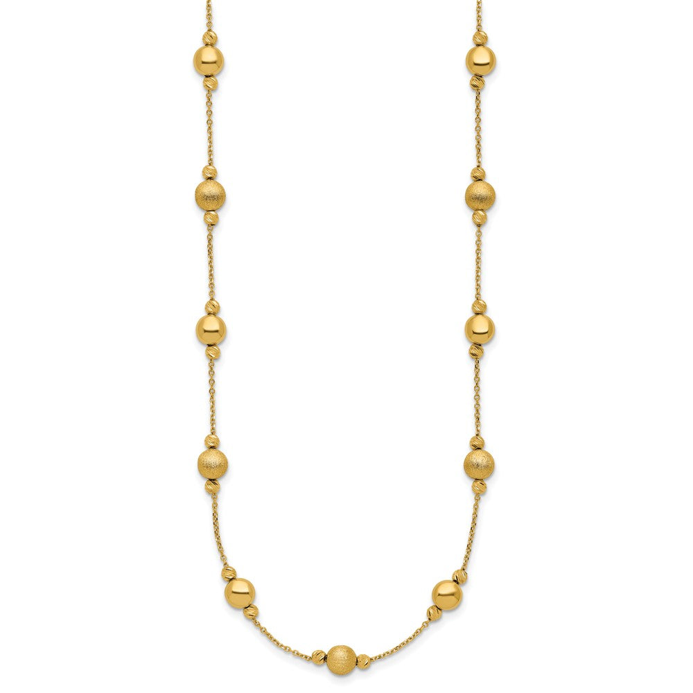 14K Yellow Gold D/C Scratch Finish Polished Necklace