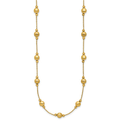 14K Yellow Gold D/C Scratch Finish Polished Necklace