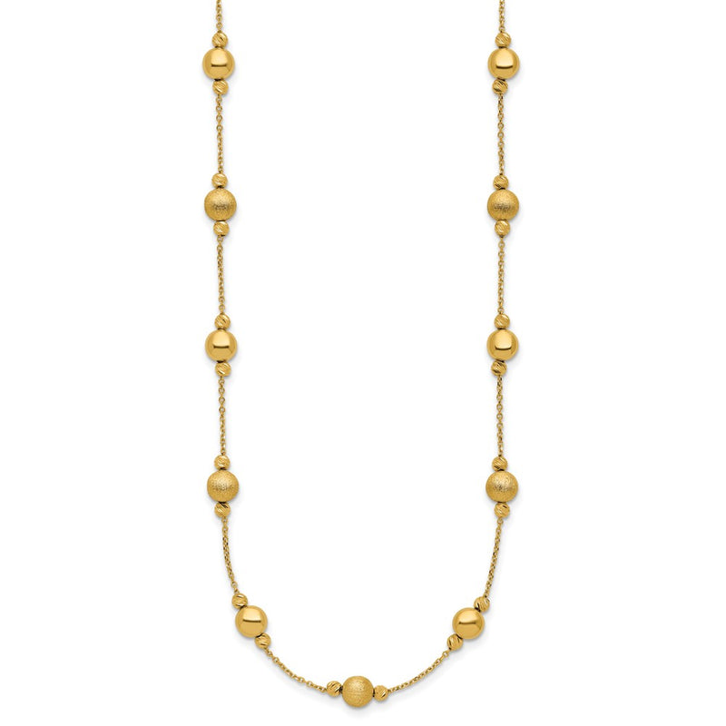 14K Yellow Gold D/C Scratch Finish Polished Necklace