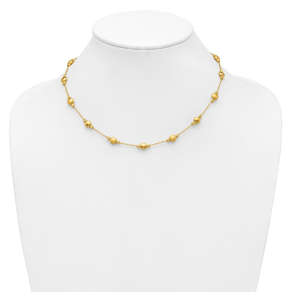 14K Yellow Gold D/C Scratch Finish Polished Necklace