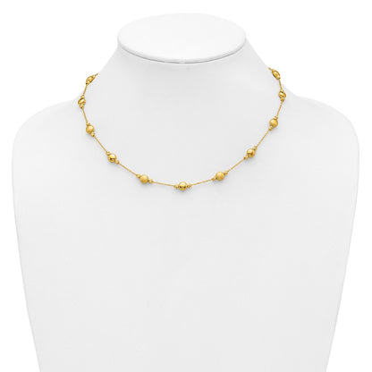 14K Yellow Gold D/C Scratch Finish Polished Necklace