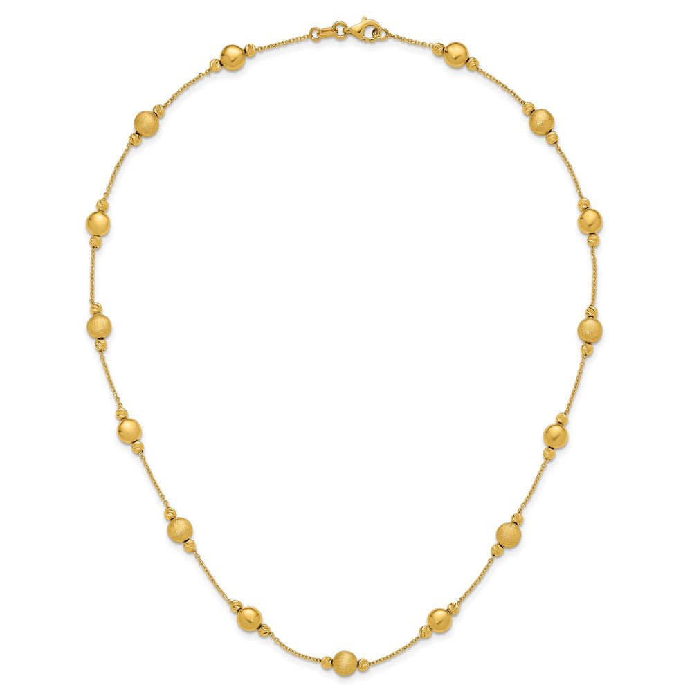 14K Yellow Gold D/C Scratch Finish Polished Necklace