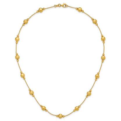 14K Yellow Gold D/C Scratch Finish Polished Necklace