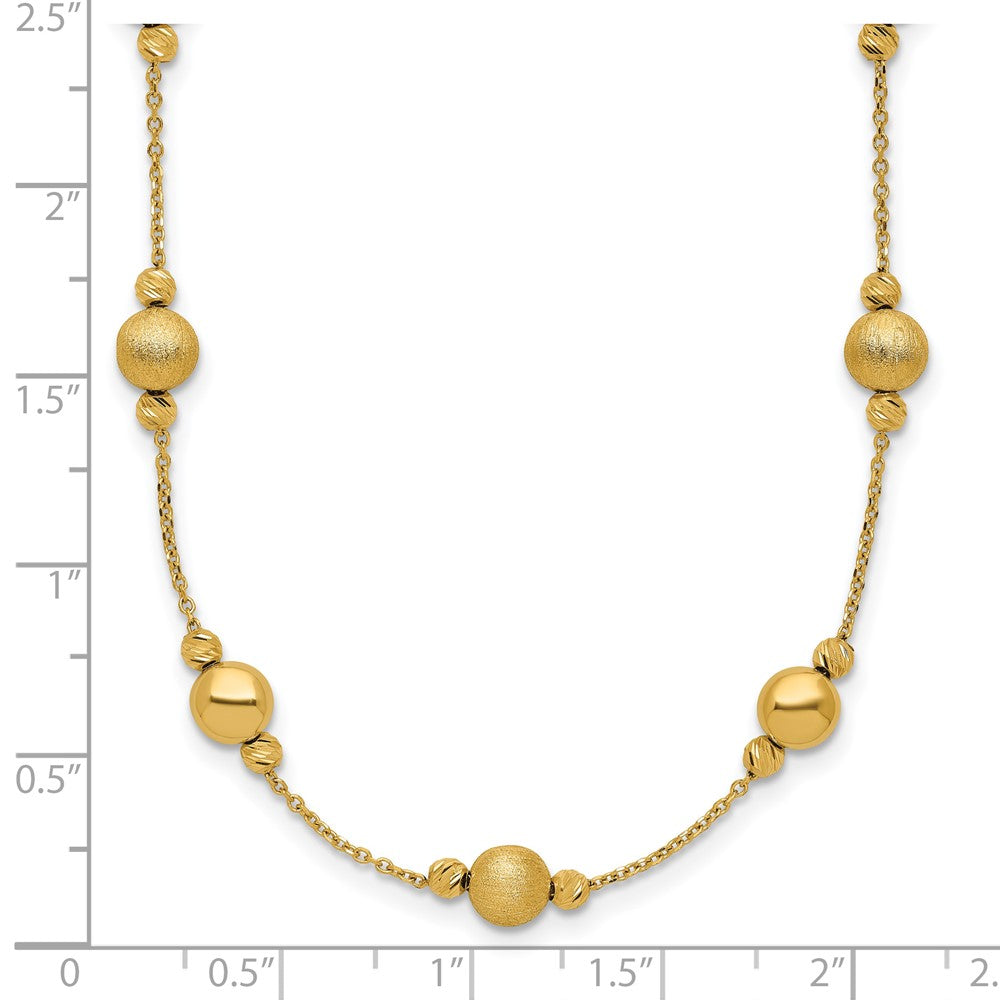 14K Yellow Gold D/C Scratch Finish Polished Necklace