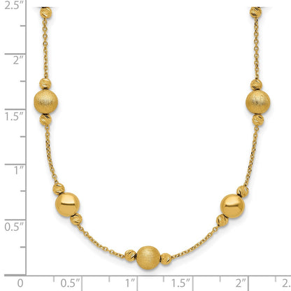 14K Yellow Gold D/C Scratch Finish Polished Necklace