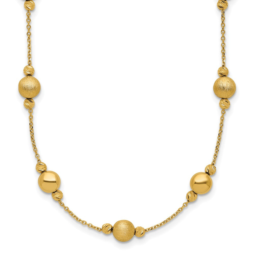 14K Yellow Gold D/C Scratch Finish Polished Necklace