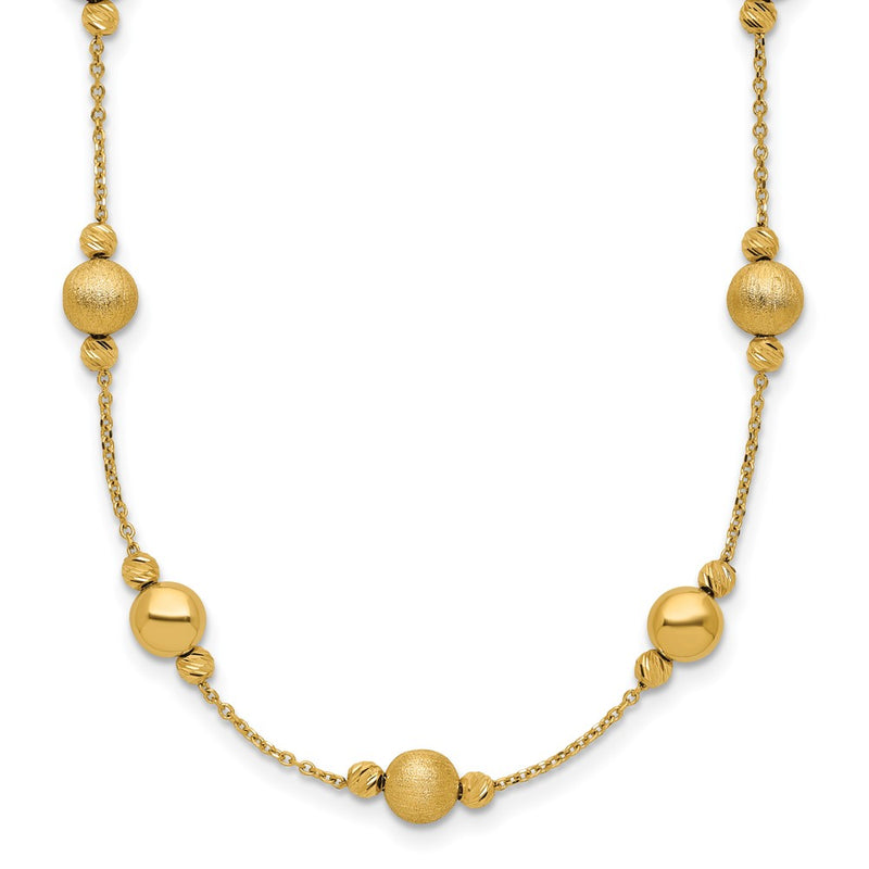 14K Yellow Gold D/C Scratch Finish Polished Necklace