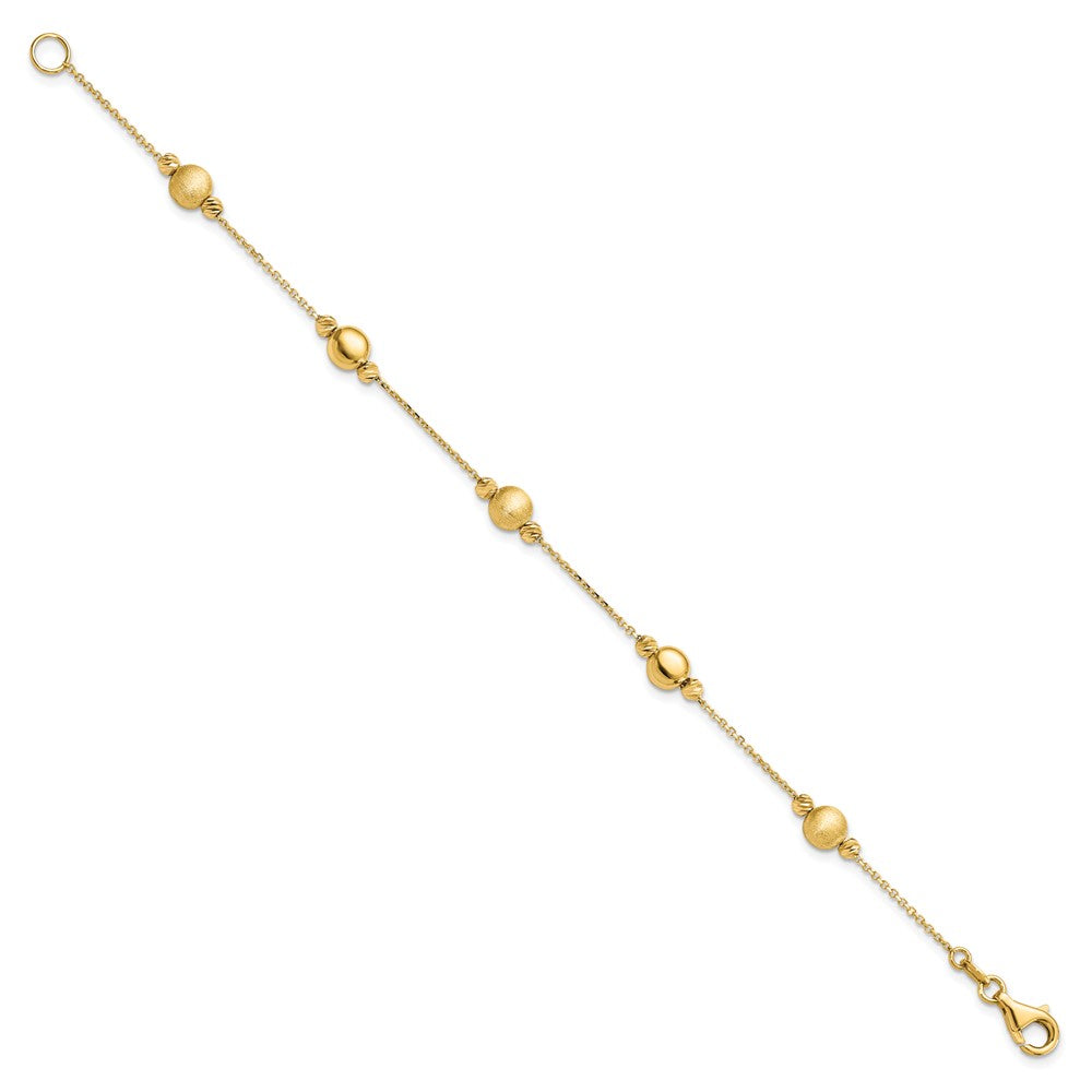 7.5 Inch 14K D/C Scratch Finish Polished Bracelet