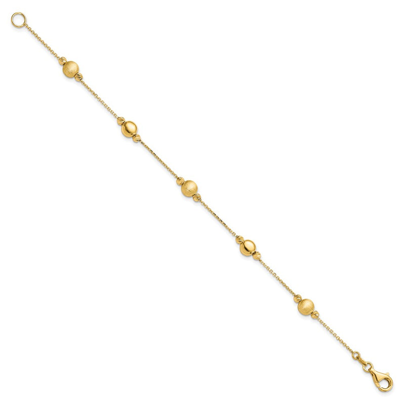 7.5 Inch 14K D/C Scratch Finish Polished Bracelet