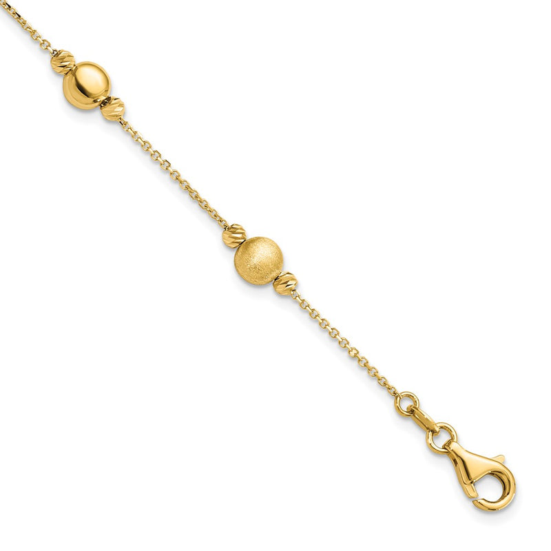 7.5 Inch 14K D/C Scratch Finish Polished Bracelet