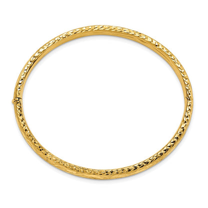 14K Yellow Gold Polished And Diamond-Cut Floral Bangle
