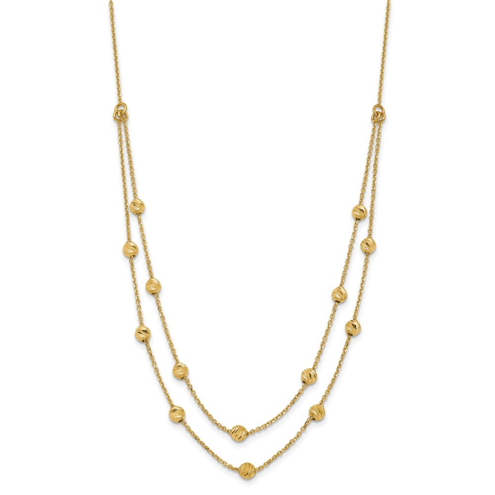 14K Yellow Gold D/C Beaded Necklace