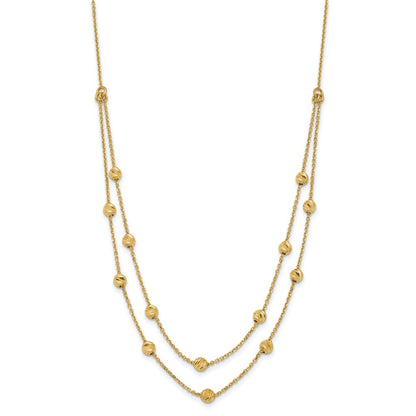 14K Yellow Gold D/C Beaded Necklace