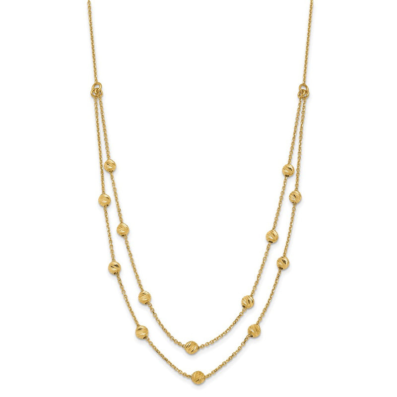 14K Yellow Gold D/C Beaded Necklace