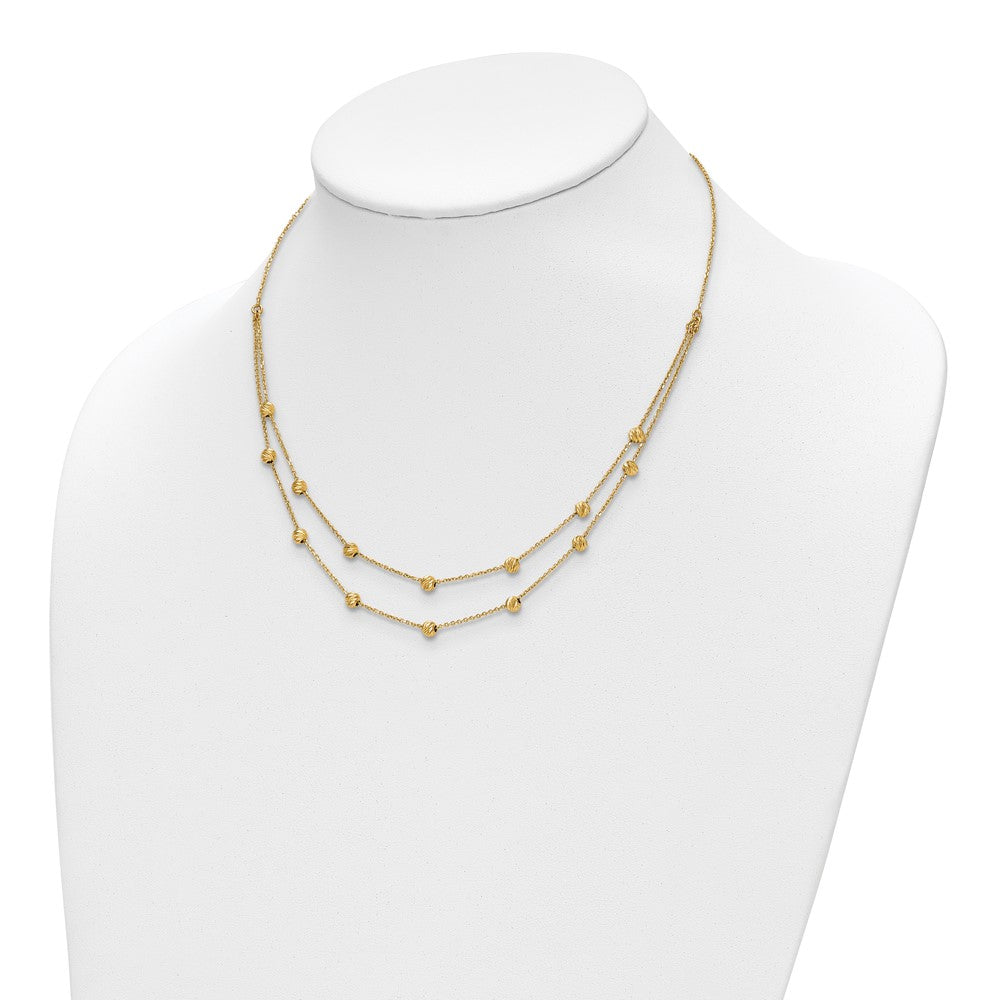 14K Yellow Gold D/C Beaded Necklace