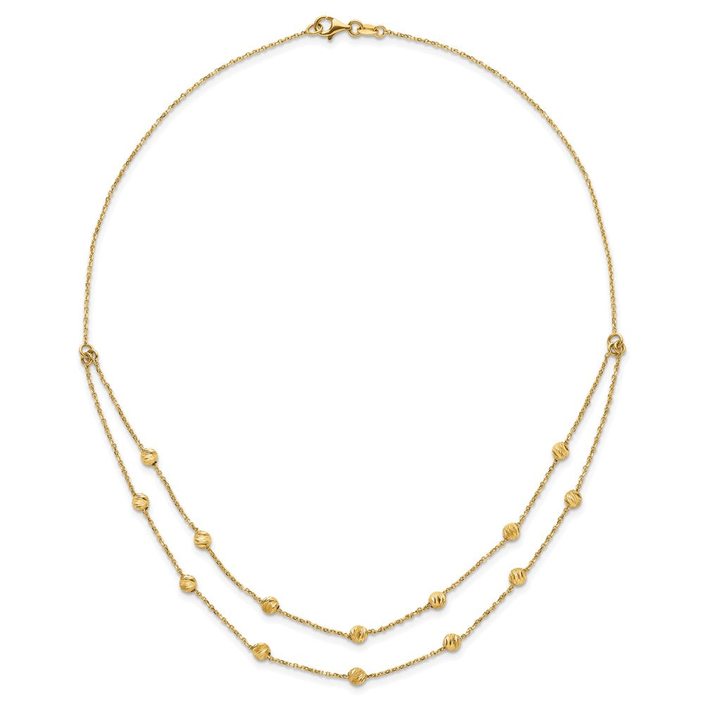 14K Yellow Gold D/C Beaded Necklace