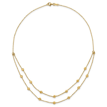 14K Yellow Gold D/C Beaded Necklace