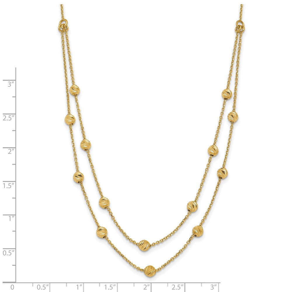 14K Yellow Gold D/C Beaded Necklace