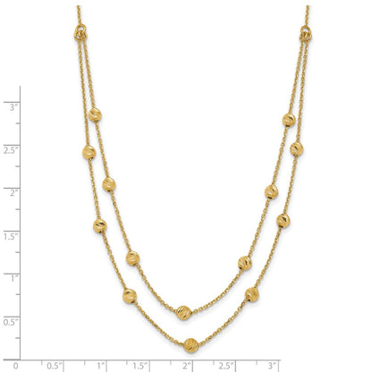 14K Yellow Gold D/C Beaded Necklace