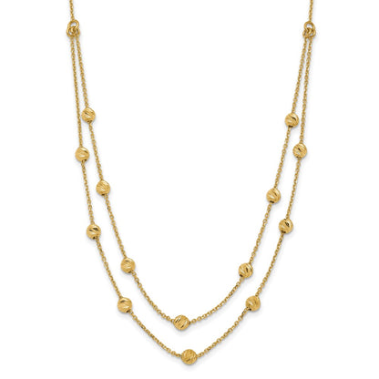 14K Yellow Gold D/C Beaded Necklace