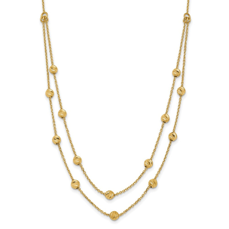 14K Yellow Gold D/C Beaded Necklace