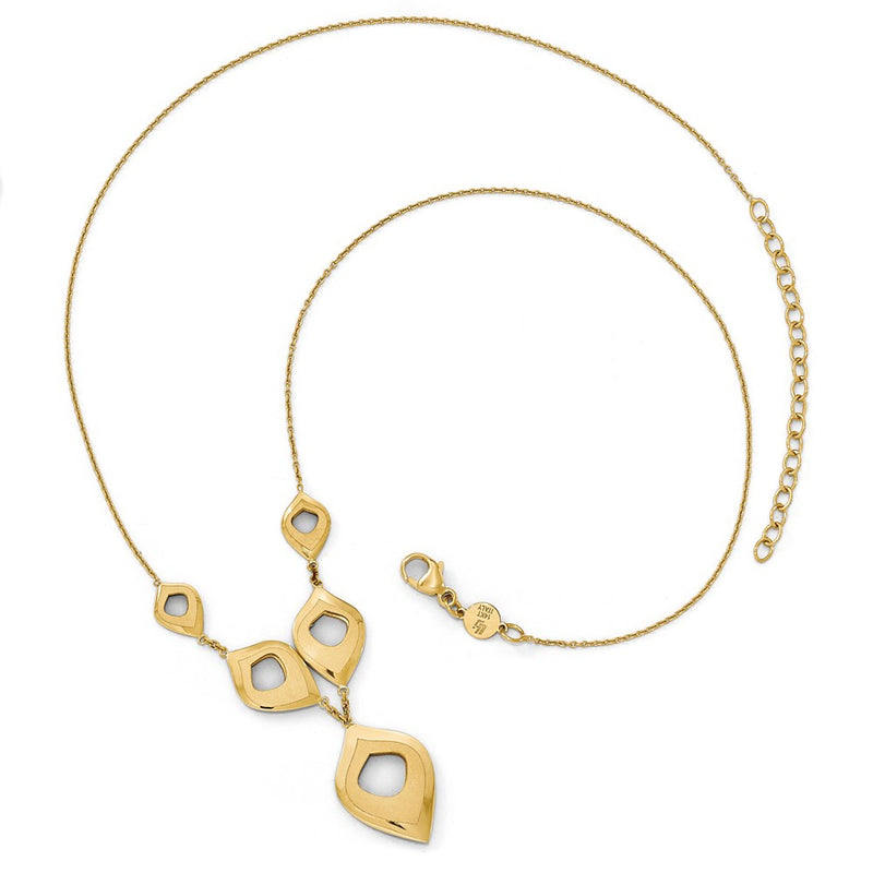 14K Yellow Gold Polished And Brushed W/2In Ext. Necklace