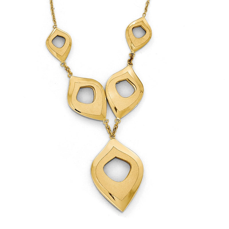 14K Yellow Gold Polished And Brushed W/2In Ext. Necklace