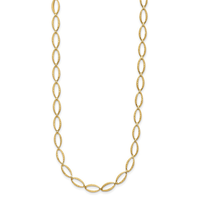 14K Yellow Gold Polished And Diamond Cut Fancy Link Necklace
