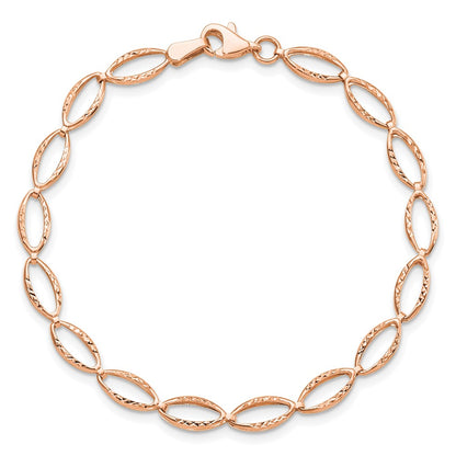 14K Rose Gold Polished And D/C Bracelet