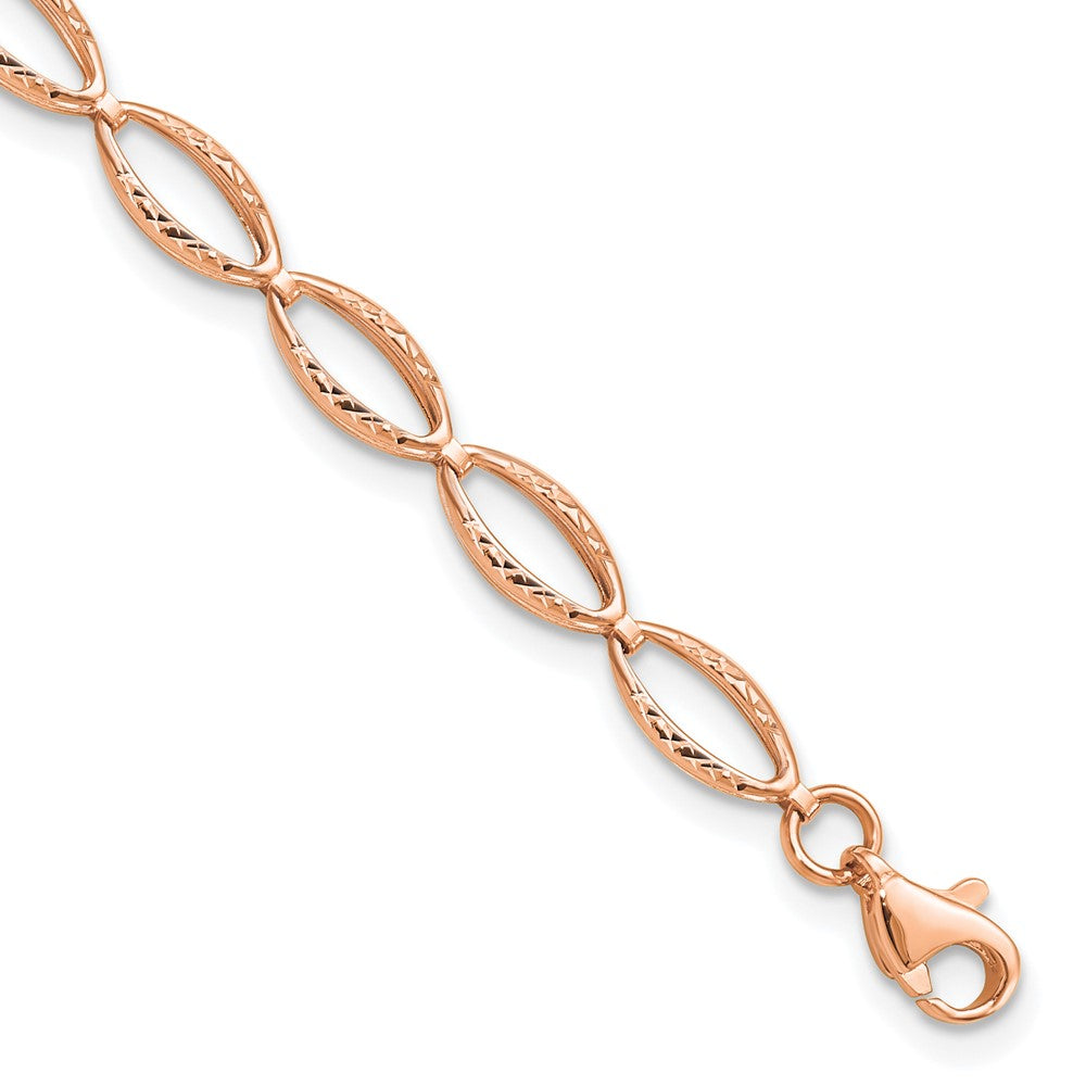 14K Rose Gold Polished And D/C Bracelet