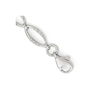 7 Inch 14K White Gold Polished And D/C Bracelet