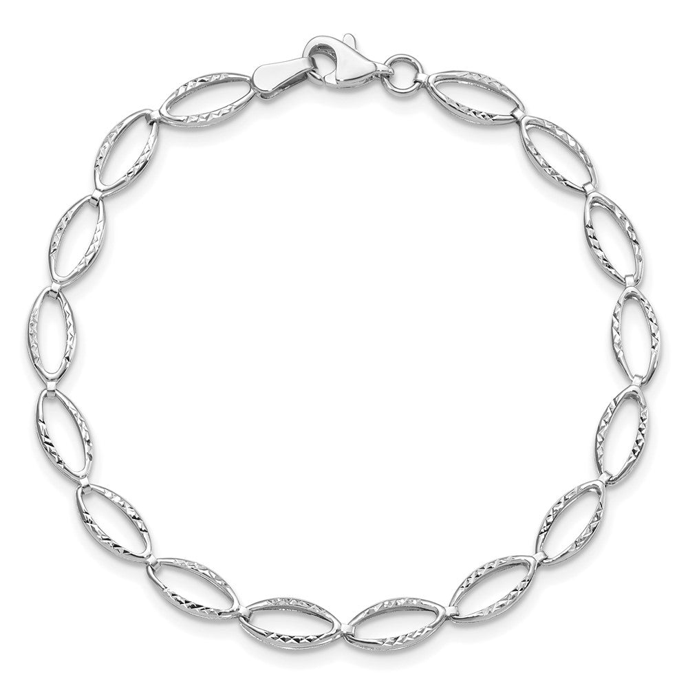 7 Inch 14K White Gold Polished And D/C Bracelet