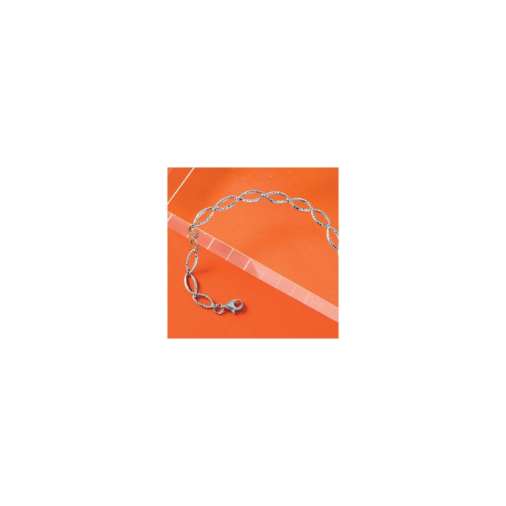 7 Inch 14K White Gold Polished And D/C Bracelet