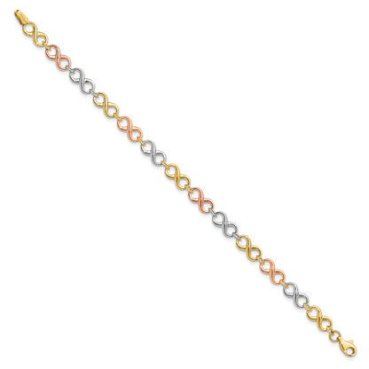 14K Tri Color Polished Infinity Bracelet