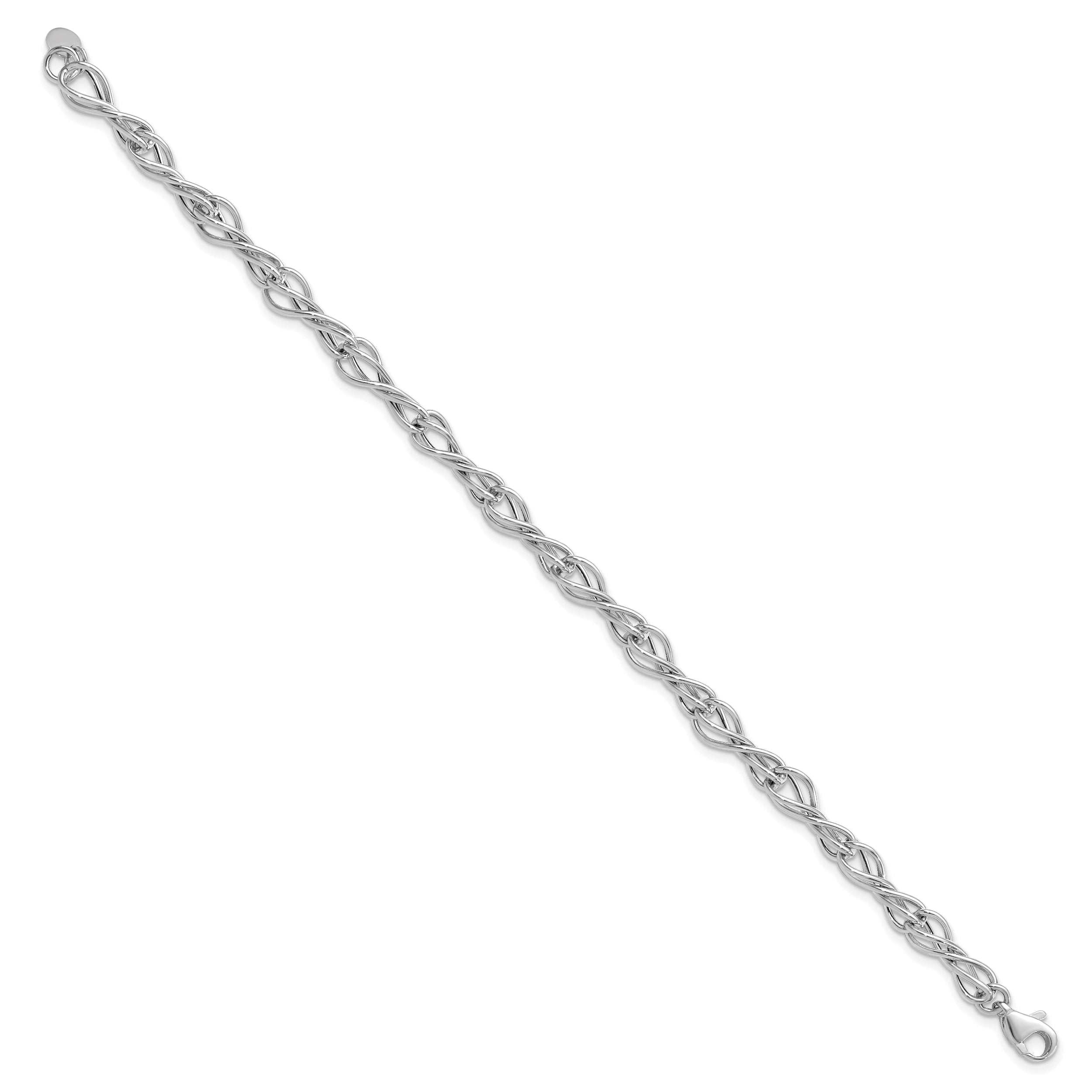 7.5 Inch 14K White Gold Polished Fancy Link Bracelet