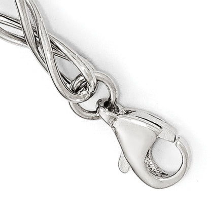 7.5 Inch 14K White Gold Polished Fancy Link Bracelet