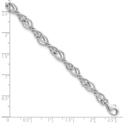 7.5 Inch 14K White Gold Polished Fancy Link Bracelet