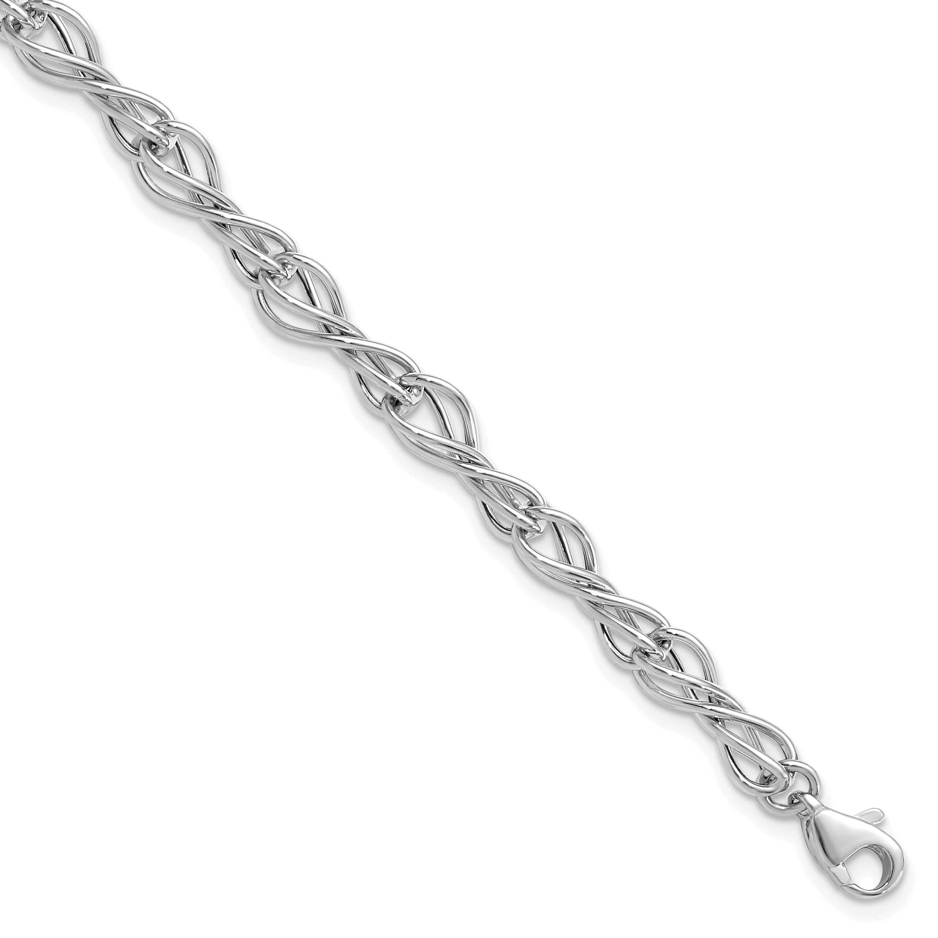 7.5 Inch 14K White Gold Polished Fancy Link Bracelet