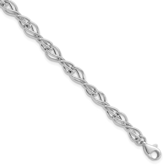 7.5 Inch 14K White Gold Polished Fancy Link Bracelet