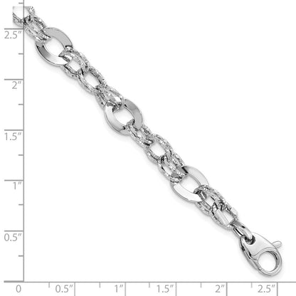 7.5 Inch 14K White Gold Polished D/C Bracelet